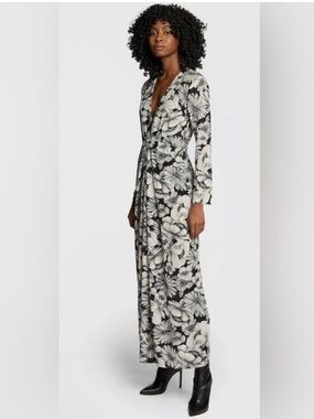 THE KOOPLES Silk Floral Maxi Dress Black Ivory NWT French Size 1